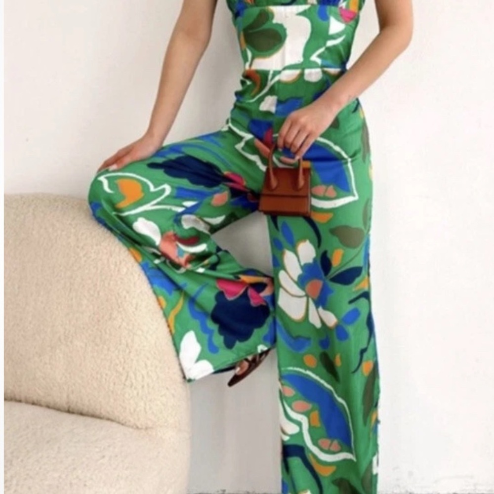 Zara Multicolor Floral Maxi Jumpsuit - Picture 3 of 10